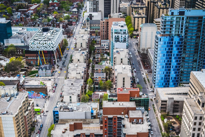 An aerial view of downtown Toronto
